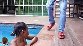 She got a bbc after swimming uh I mean that big black cock stretched her tight pussy wide