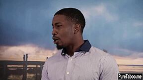 Sexy Blonde Teen 18+ Jumps on Partner's Big Black Dick for Interracial Thrill