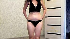 Horny brunette milf with hairy cunt BENDS OVER on bed. She opens huge ass and holes for young 18+ lover's DICK angela-milf.