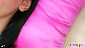 Picture-Perfect Brunette Shows Her Sexy Body in Casting! Watch This Petite Teen on Sofa During Photoshoot Interview.