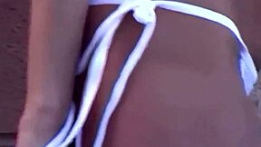 Hey, watch Mandy striptease in her bikini for the camera