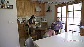 Old man casually fucks riding teen in jeans with facial