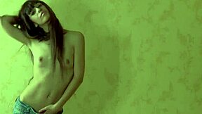 hey, check out my hot girlfriend in jeans teasing with her solo moves