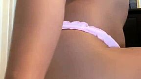 Petite Amateur Latina Teen 18+ Rides Huge Thick Dildo to Squirting Orgasm in Panties