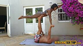 this african acro student rides my big white cock stretching her virgin ebony pussy wide