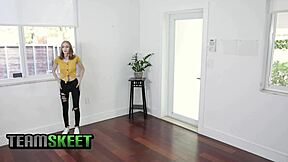 Slim teen Alicia Williams with big tits and petite frame gets hardcore reality pounding in her tight spot.