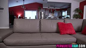 Hey stepbrother why not give your stepsister this massive sausage pizza with hardcore fucking and blowjob in glasses