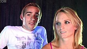 Blonde babe shares her casting interview story with cute petite details