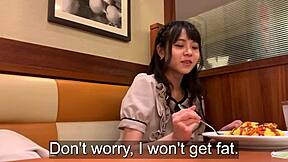 English dubbed petite Japanese girl with short stature and slim waist gives erotic service to friend using her cute body