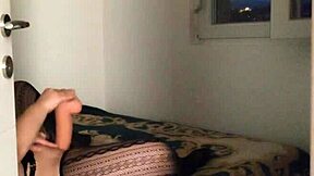 I caught curvy teen playing with huge monster dildo leading to intense solo masturbation with moaning orgasms and wet tight pussy