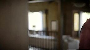 Teen redhead with small tits gets anal fucked hard by old neighbor using his monster cock in voyeur style