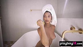 Glamorous Natural Latina Teen Dominique Lobito Enjoys Solo Self Care