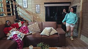 My Wife's Friend Visits and Fucks Me in Shower! She Enjoys Interracial Action While Wife Watches Movies!