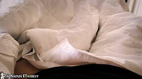 Sneaking Under the Covers to Suck His Tiny 18+ Dick! BBW Latina Gives Blowjob with Creampie and Cum Swallow!