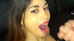 I suck my boss's cock super hard until it covers my face 😏