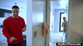stepmom enjoys a shower before connecting with stepson in a close encounter
