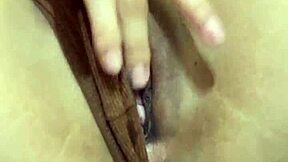 Stepdaughter masturbates with monster toy in shorts