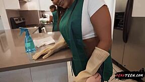 Big Ass Latina Maid In Sneaky Sex Bent Over Doggystyle With Horny Young Guy Caught By Coworker