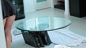 teen tugs black cumshot all over her face in interracial handjob session with monster cock