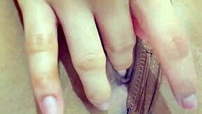 Stepdaughter masturbates with monster toy in shorts