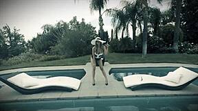 Jillian Jansen ditches sunbathing for a wild pool ride on Seth's massive cock deep in her shaved pussy.