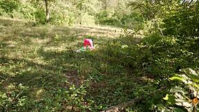 Innocent yoga in the woods contrasts with rough POV fucking a cute teen stranger riding cock outdoors