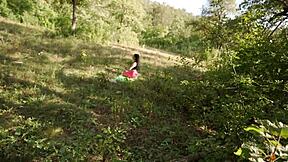 Innocent yoga in the woods contrasts with rough POV fucking a cute teen stranger riding cock outdoors