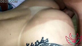 Redhead gets cum in ass then drinks it from cup