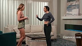 Hey, why does my competitive Australian neighbor lick pussy and scissor to orgasm like that?