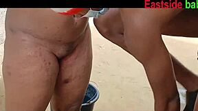 hey, why is this african landlord's daughter getting fucked during her bath with her ebony chubby girlfriend?