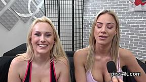 Whoa, these fervent lesbo teen 18+s are squirting urine and wet cunts with wild dildo action! 😲