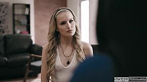 Doctor and Brunette Feel Intense Domination Over Blindfolded Patient in Hospital Group Session. Emotions Run High With Feet Fetish and Pussy Licking!