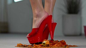 hey petite girl, why are you crushing fruits with those high heels for hot footfetish?