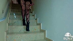 Female police officer gives a hard time to the parking attendant but she's the one who gets a tape in her pussy - Gaby and Juan 😈🔥