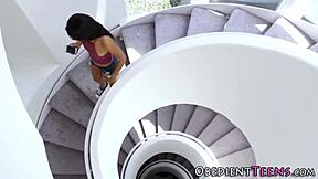 Bondage Teen 18+ Pussy Pounded by Black Master