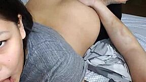 She gives a Native American blowjob with big tits and cum in mouth, swallowing every drop from his huge cock.