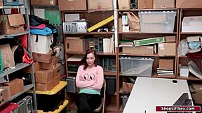 redhead shoplifter gets fucked hard by officer with big cock in office!