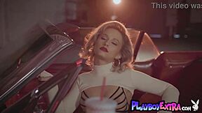 petite teen 18+ blondie polina reveals her nice shaved pussy in a vintage car 😍