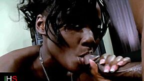 Can this sensual black girl handle fucking a black male in lingerie with rimjob and swollen pussy action?