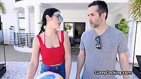 Bold hardcore outdoor party with curvy big tit neighbor in bikini