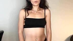 fit teen nadia diamo models lingerie with heels in solo striptease session