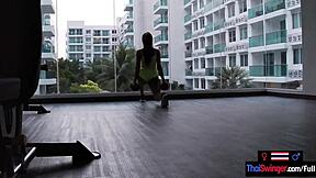 i uh worked out at the gym with my asian amateur teen girlfriend then we got horny for sex