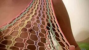 Kate The Beautiful Blonde Girl Masturbates Passionately In Her Net Dress