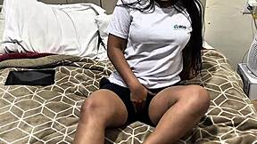 Colombian teen student with big pussy lips gets rough doggystyle from mature man