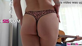 tiny blonde stepsister demi hawks gives deepthroat blowjob to stepbrother's big cock. she bends over for rough doggystyle fucking in tight pussy.