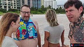 I watch Chloe Temple take double vaginal creampies in threesome with Khloe Kapri during bedroom fucking