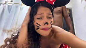 minnie mouse craves cheese but takes interracial homemade pussy fucking with dildo on halloween instead