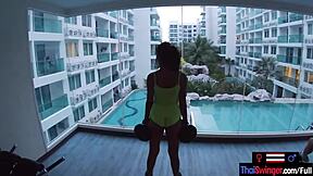 i uh worked out at the gym with my asian amateur teen girlfriend then we got horny for sex