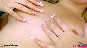 hey, check out this graceful golden blonde showing off her sexy body during a photoshoot on the sofa - she's petite and hot!