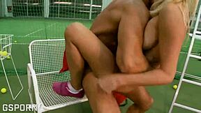Hard ANAL SEX for the NICE ASS of SEXY BLONDE GIRL in the TENNIS COURT!